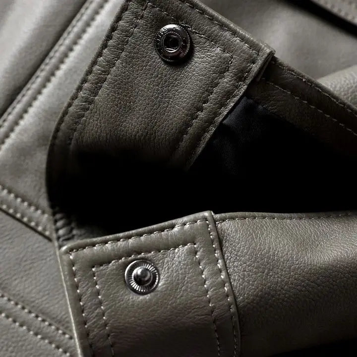 Jaqueta Masculina de Inverno em Couro Legítimo - Vintago - Zerifo