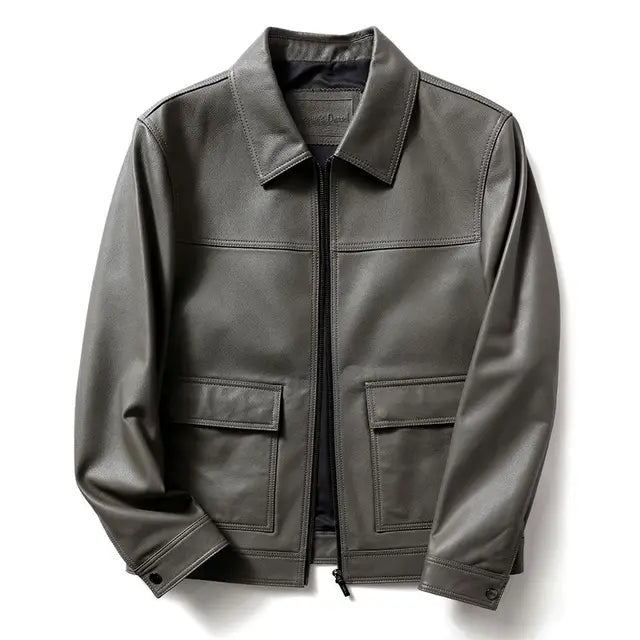 Jaqueta Masculina de Inverno em Couro Legítimo - Vintago - Zerifo