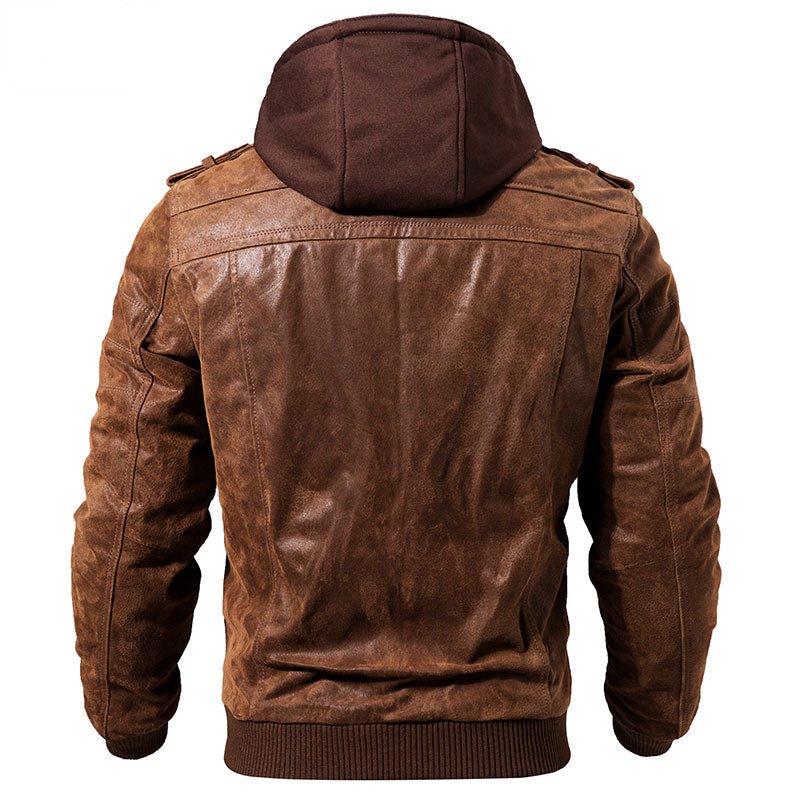 Jaqueta de Couro Masculina Com Capuz - LeatherShift - Zerifo
