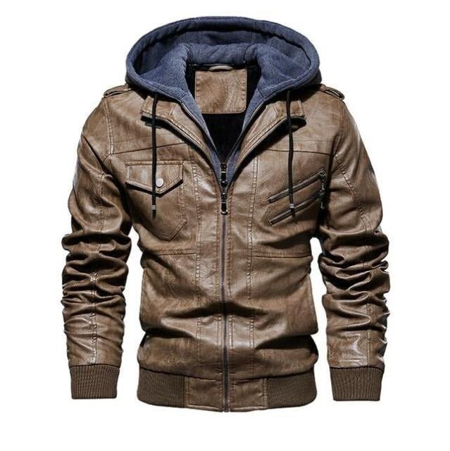 Jaqueta de Couro Masculina Com Capuz - LeatherShift - Zerifo