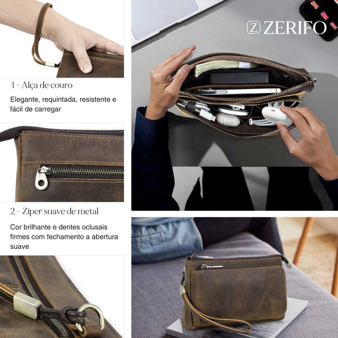 Necessaire de Couro Voyage Slim - Zerifo